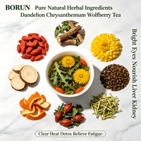 Thé aux pissenlits, chrysanthèmes et baies de goji 150g (10g*15 sachets) Borun – Nettoie le foie, nourrit les yeux, tonifie le Yin et les reins, détoxifie, diurétique, soulage la fatigue et l'excès de chaleur