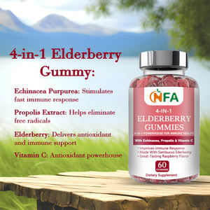 Etiquetas privadas Sabor a frambuesa Suplemento Halal Gomitas de saúco sin lácteos Mejorar la respuesta inmune 60 Gomitas - Product Image 3