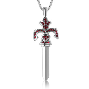 Pendentif épée Shangfang incrusté de diamants de style chinois, collier pour hommes SP402, design géométrique pour un usage quotidien - Product Image 1