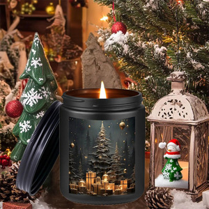 Vela Aromática Personalizada de Soja Natural Ecológica en Vaso, de Larga Duración, Negra, Adorno Navideño, Regalo Festivo de Invierno - Product Image 3