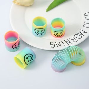 <b>Mini</b> Smiley Rainbow Spring Rings Plastic Elastic Toy For Children 4-6 Years Old <b>Hands</b> On Brain Building Jewelry Making Toys - Product Image 2