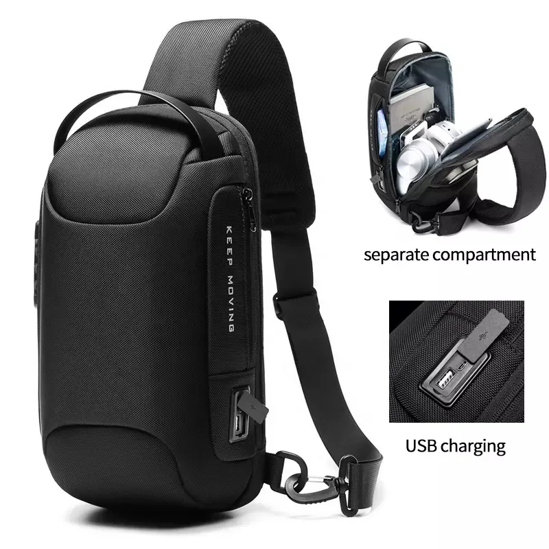 Remoid Waterproof Anti Theft Crossbody Bag Custom Logo Usb Sling Bags Men Business Travel Sport Single Shoulder Chest Bag