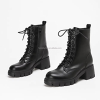 Bottes courtes pour femmes, style western, à lacets, classiques, mode automne-hiver, logo personnalisé, bout rond noir, bottes à la cheville