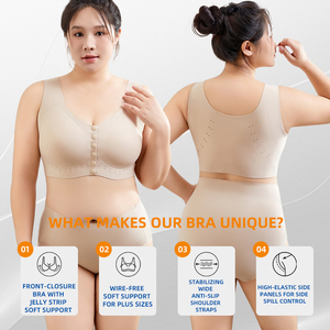 Plus Size Womens <strong>Bra</strong> Front Open Buckle <strong>Pullover</strong> Design Friendly for Big-Breast Ladies Slightly Compression Stretch Share Body - Product Image 2