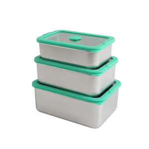 Ensemble de boîtes à lunch en acier inoxydable de haute qualité avec couvercles en silicone hermétiques, contenants de stockage alimentaire anti-fuite, boîte bento écologique - Product Image 4