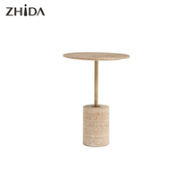 Table basse ronde extensible en travertin Zhida pour salon, mobilier de maison au design contemporain