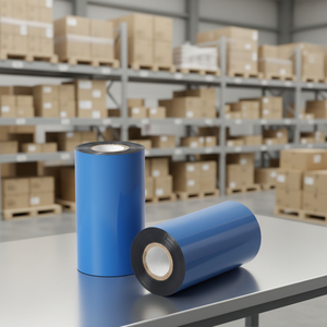 Thermal Ribbon Resin 55mm x 300m Black Ink Outside 1 Inch Core For Label <b>Printer</b> Compatible Use - Product Image 1