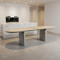 Table à manger moderne de style nordique en pierre frittée blanche avec 2 panneaux rabattables pour appartement et hôtel