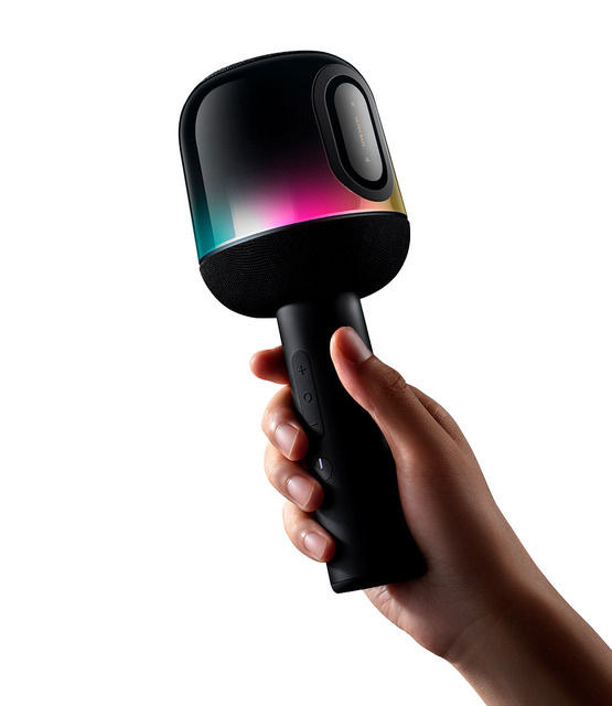 2023 New Design Professional DSP Chip Ktv Wireless Microphone Speaker with Ambient Light Karaoke Speaker with Mic