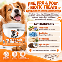 Friandises pour chiens à marque privée : Probiotiques à mâcher pour l'équilibre digestif et la santé immunitaire avec prébiotiques et postbiotiques – OEM/ODM