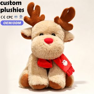 Venta al por Mayor de Lindos Peluches de Reno de Navidad con <span class=keywords><strong>Nariz</strong></span> <span class=keywords><strong>Roja</strong></span> y Bufanda <span class=keywords><strong>Roja</strong></span> para Decoración del Hogar - Product Image 1