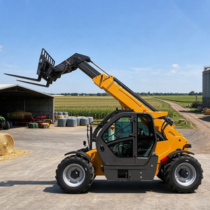 Chariot télescopique de 4 tonnes à vendre, élévateur télescopique de 7 m avec benne, niveleuse et grappin à balles en option pour travaux de chantier - Product Image 6