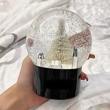 Kartopu ev dekorasyon noel tren manzara kar küresi ile su küresi özel büyük kış dağ köyü - Product Image 5
