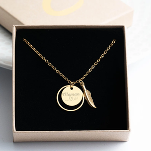 Collana personalizzata con medaglioni di piume incise collana personalizzata <span class=keywords><strong>mamma</strong></span> <span class=keywords><strong>gioiello</strong></span> madrina regalo di nascita regalo per la <span class=keywords><strong>festa</strong></span> <span class=keywords><strong>della</strong></span> <span class=keywords><strong>mamma</strong></span> - Product Image 3