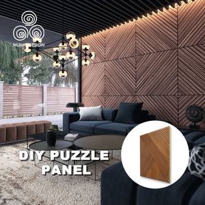 Paneles de <span class=keywords><strong>Madera</strong></span> Decorativos de Lujo con Textura Cuadrada 3D MUMU para <span class=keywords><strong>Salón</strong></span> y Hogar - Product Image 1