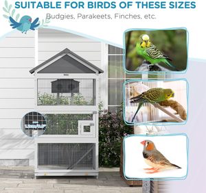 Casa de Pájaros de Madera de Lujo con Soportes para Aves Grandes, Desmontable, Segura y Espaciosa, para Uso en Exteriores, Color Gris - Product Image 5