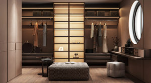 Vestiaire design <span class=keywords><strong>en</strong></span> chêne blanc avec système d'éclairage LED intégré - Product Image 6