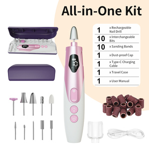 Großhandel OEM/ODM Tragbare Nagelbohrmaschine Nagelstudio Polier- und Schleifgerät Elektrischer Schleifstift 10 Aufsätze - Product Image 2