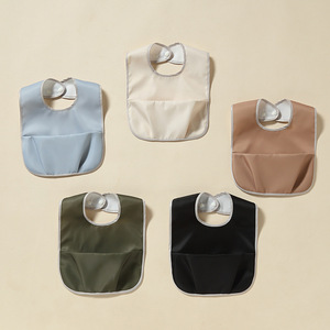 Bavoirs pour bébés de 0 à 4 ans, couleur unie, imperméables, résistants à la saleté, en velours corail épais, écologiques, lavables - Product Image 3