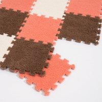 Tapis de puzzle en mousse EVA épaisse avec surface en peluche douce-Tapis de sol imbriqué pour chambre et salle de jeux