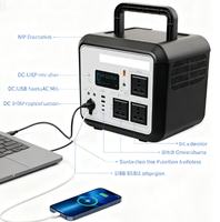 Générateur de centrale électrique portable 1200W avec contrôleur MPPT batterie de panneau solaire et lampe de poche pour usage domestique
