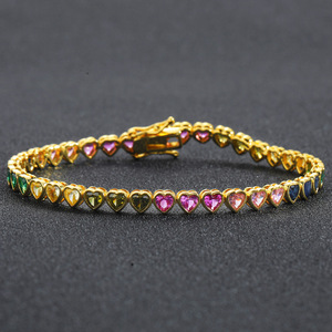 Nuevo Collar de Moda Hip Hop con Cadena de Tenis de Color Amor, Zirconia, Personalidad Hipster, Pulsera Hip Hop con Forma de Corazón, Tanjing, Lijing - Product Image 4