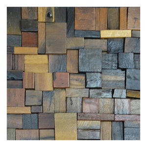 Gạch mosaic kính mài bóng vân gỗ tếch giả cổ hiện đại nhiều màu sắc 300x300mm trang trí nội thất tường khách sạn — ảnh 1