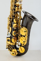 Saxophone alto de bonne qualité en Mi bémol, finition nickel noir laqué or, clés en nacre, instrument EB avec gravure, Saxophone en laiton