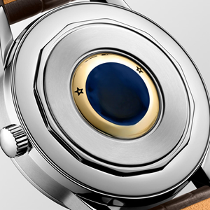 Men Moon Phase Automatic Mechanical Watch Polished Stainless Steel Case Croc Embossed Leather Strap Dress Casual Longinesing - Product Image 4