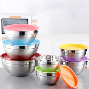 מפעל מלוטשת מראה צבעונית מטבח הכנת מנה ואגירת סלט פירות סלט קערת נירוסטה עם כשים - Product Image 2