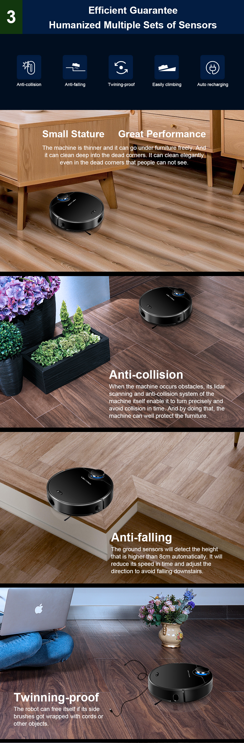 LIECTROUX — aspirateur robot intelligent ZK901, meilleur appareil à aspiration