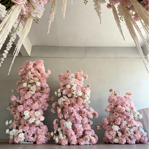 Tour de fleurs artificielles roses et violettes pour gâteau de mariage, arrangement pour centre de table et décoration de fond - Product Image 3