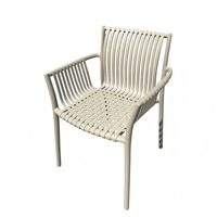 Chaise de salle à manger en plastique empilable d'extérieur avec accoudoirs et dossier, chaise de restaurant d'hôtel en PP