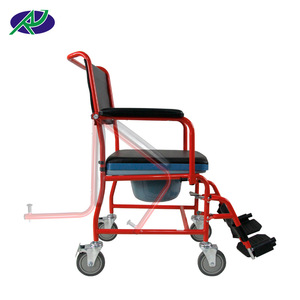 Wheeled <b>Commode</b> Chair RJ-C695-1 High Carbon Steel <b>Portable</b> Toilet Seat For Elderly And Pregnant Women - Product Image 1