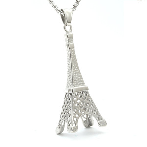 Collar con colgante de la Torre Eiffel, acero inoxidable, unisex, regalo de moda, joyería - Product Image 1