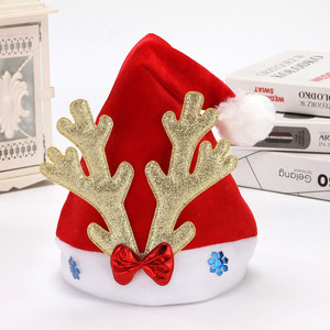 Giáng sinh dành cho người lớn Santa hat thân thiện với môi cổ điển phù hợp với bốn phong cách nhung Composite + Một mặt nhung Bowknot bột vải - Product Image 5