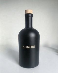 Botella de Licor de Vidrio <span class=keywords><strong>Negro</strong></span> Mate de 700 ml Personalizada con Tapón de Corcho de Madera - Logotipo Serigrafiado de Grado Alimenticio para Vino/Whisky/<span class=keywords><strong>Vodka</strong></span>/Brandy - Product Image 2