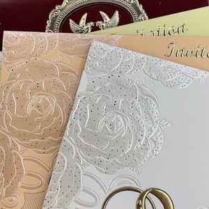 Bon marché personnalisé stock fleur personnelle gaufrage <span class=keywords><strong>origami</strong></span> manchon d'invitation de mariage avec enveloppe - Product Image 6