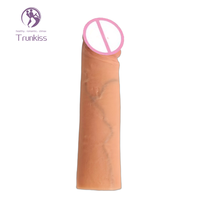 Consoladores huecos Manga Producto sexual para adultos Pene Manga usable en material de silicona de longitud extendida Juguete sexual masculino Consoladores Condón