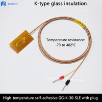 Fil thermocouple de type K auto-adhésif haute température GG-K-30-SLE avec isolation en verre, longueur de sonde personnalisable (3*13.5mm) OEM/ODM pour