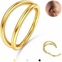 G23 cincin hidung Septum Titanium, perhiasan tiga/Hoop ganda & CZ tindik hidung Conch Helix Daith Rook Tragus