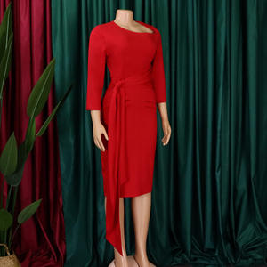 D3168 nuovi arrivi tinta unita <span class=keywords><strong>tre</strong></span> <span class=keywords><strong>quarti</strong></span> <span class=keywords><strong>manica</strong></span> autunno e inverno abiti per signore ufficio <span class=keywords><strong>abito</strong></span> stringato - Product Image 4