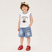 MZJ -OEM ODM Ensemble de vêtements d'été pour garçons en 2 pièces, veste à imprimé animal et short en jean, style mignon, vêtements de plage pour enfants
