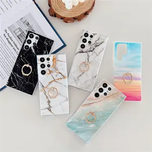 Luxury Marble Case For Samsung Galaxy S21 S20 FE Note 20 Protection Soft Cover With Ring Holder Stand