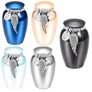 스테인리스 스틸 소형 방습 애완동물 유골함 날개 포함 맞춤형 애완동물 기념 유골함 고양이와 개 유골용 - Product Image 1