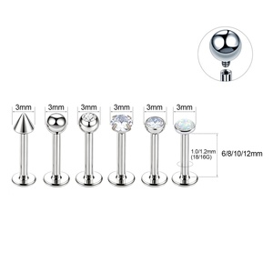 Vente en gros de bijoux de piercing en acier chirurgical 316L à filetage interne, type labret, pour lèvre, Monroe, Méduse, cartilage, hélix, tragus, 16G - Product Image 3