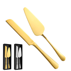 Juego de servidor de cuchillos para pastel de bodas, 2 piezas, de acero inoxidable, apto para lavavajillas, herramientas de corte de pasteles, cortador, espátula para servir, exhibición - Product Image 4