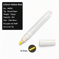 Stylo marqueur rechargeable vide RTS 6,5 mm, corps creux réutilisable avec pointe ronde/effilée, capacité de 10 ml pour l'art DIY et la calligraphie