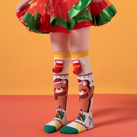 Chaussettes hautes 3D en peluche Père Noël pour Noël et l'automne - Accessoires en Spandex/Nylon tricoté, emballées individuellement, détection par aiguille