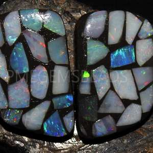 Opal Natural Australiano Doblete, Cabujón Liso de Fantasía Multifuego, Piedra Estabilizada 25-30mm, Certificado por Terceros, Par a Juego para - Product Image 4